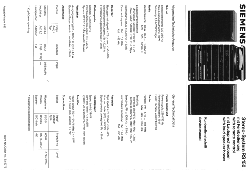 Stereo System RS150; Siemens & Halske, - (ID = 1065669) Radio