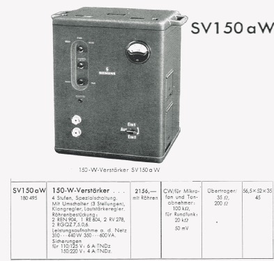 SV150aW; Siemens & Halske, - (ID = 2497872) Ampl/Mixer