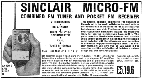 Micro FM ; Sinclair Radionics (ID = 427441) Kit