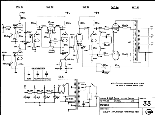 Amplificador monofónico 12W ; Skreibson; Barcelona (ID = 1946098) Ampl/Mixer