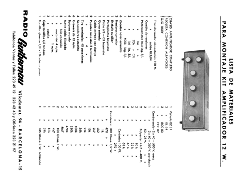 Amplificador monofónico 12W ; Skreibson; Barcelona (ID = 1946099) Ampl/Mixer