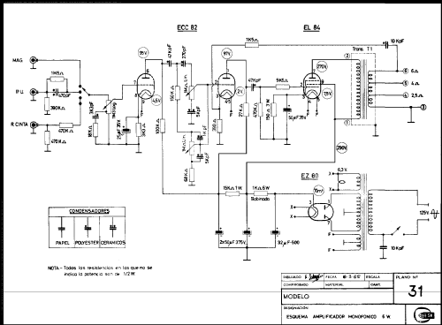 Amplificador monofónico 6W A50; Skreibson; Barcelona (ID = 1431084) Ampl/Mixer