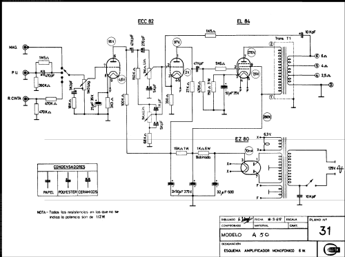 Amplificador monofónico 6W A50; Skreibson; Barcelona (ID = 1946095) Ampl/Mixer