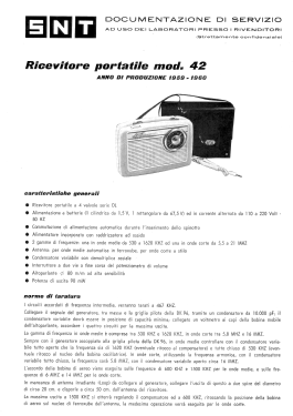 Ricevitori Portatile 42; SNT Società Negro e (ID = 2971701) Radio