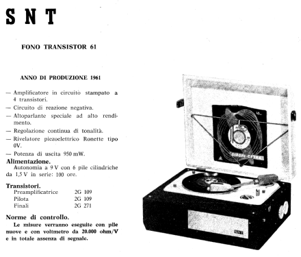 Fono Transistor 61; SNT Società Negro e (ID = 802615) R-Player