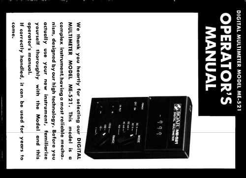 Digital Multimeter ME-521; Soar Corporation; (ID = 2635847) Equipment