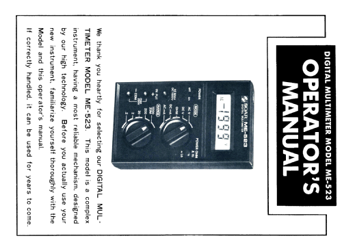 Digital Multimeter ME-523; Soar Corporation; (ID = 2546759) Equipment