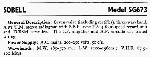 SG673; Sobell Ind., Slough (ID = 727933) Radio