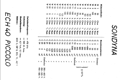 Piccolo ECH40; Sondyna AG; Zürich- (ID = 20337) Radio