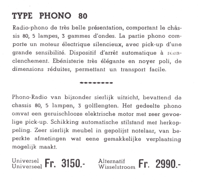 Radio-Phono 80A; Soniclair; Bruxelles (ID = 1932748) Radio