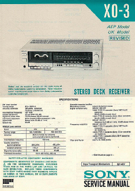 Stereo Deck Receiver - Casseiver X0-3 ; Sony Corporation; (ID = 2810856) Radio