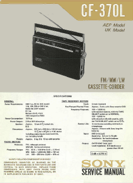 FM/MW/LW Cassette-Corder CF-370L; Sony Corporation; (ID = 2807291) Radio