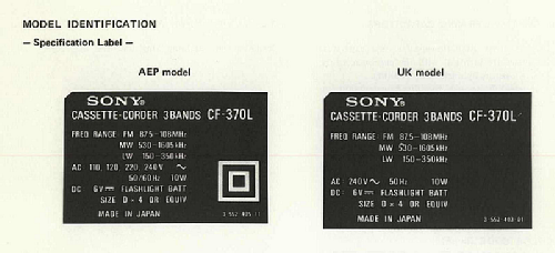 FM/MW/LW Cassette-Corder CF-370L; Sony Corporation; (ID = 2807293) Radio