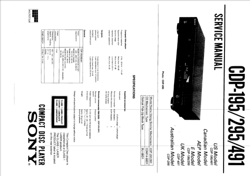 Compact Disc Player CDP-195; Sony Corporation; (ID = 2455230) Enrég.-R