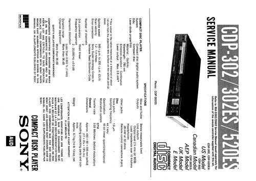 Compact Disc Player CDP-302; Sony Corporation; (ID = 2455643) Ton-Bild