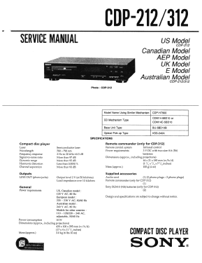 Compact Disc Player CDP-312; Sony Corporation; (ID = 2954096) Reg-Riprod