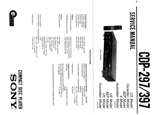 Compact-Disc-Player CDP-397; Sony Corporation; (ID = 2455580) Enrég.-R