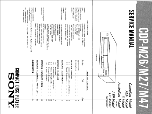 Compact Disc Player CDP-M27; Sony Corporation; (ID = 2457468) Enrég.-R