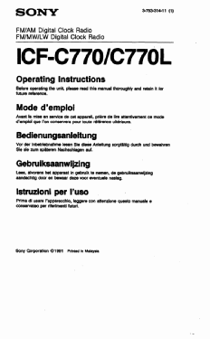 Dual Alarm Digital Clock Radio ICF-C770; Sony Corporation; (ID = 3023912) Radio