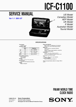 FM/AM World Time Clock Radio ICF-C2500; Sony Corporation; (ID = 2707133) Radio