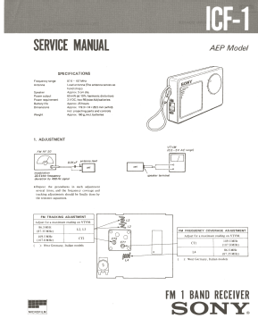 FM Receiver ICF-1; Sony Corporation; (ID = 2995022) Radio