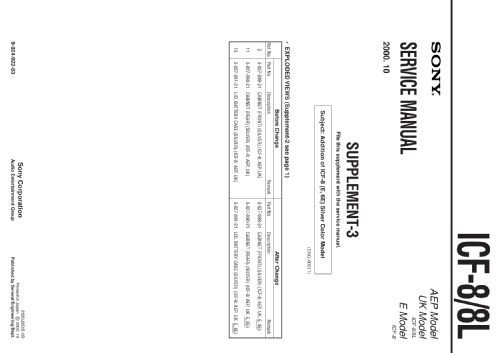 FM/AM-Radio ICF-8; Sony Corporation; (ID = 2301096) Radio