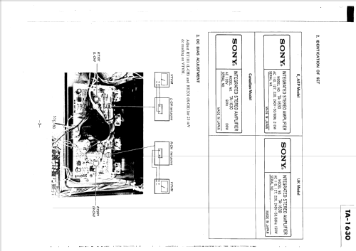 Integrated Stereo Amplifier TA-1630; Sony Corporation; (ID = 2458721) Ampl/Mixer