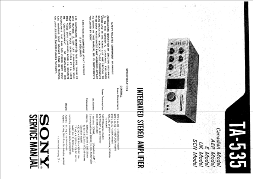 Integrated Stereo Amplifier TA-535; Sony Corporation; (ID = 2458259) Ampl/Mixer