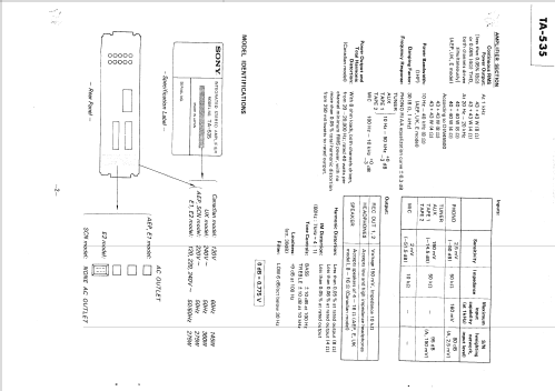Integrated Stereo Amplifier TA-535; Sony Corporation; (ID = 2458260) Ampl/Mixer