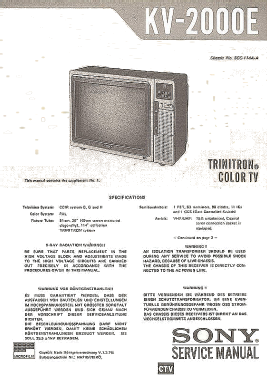 KV2000 / KV2000E; Sony Corporation; (ID = 2808993) Television