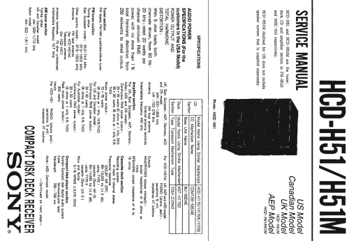 Compact Hi-Fi Component System HCD-H51, HCD-H51M; Sony Corporation; (ID = 2792870) Radio