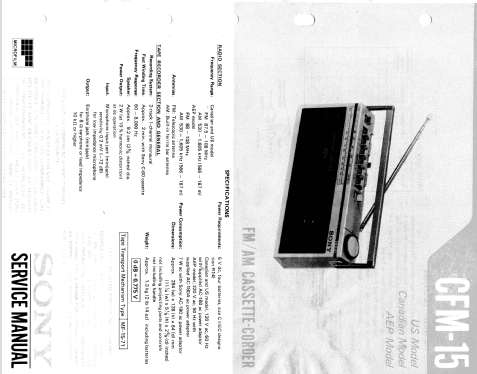 FM/AM Cassette-Corder CFM-15; Sony Corporation; (ID = 1681785) Radio