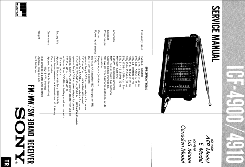 ICF-4910; Sony Corporation; (ID = 1909355) Radio