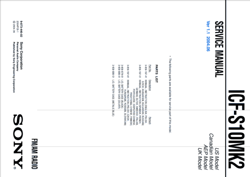 ICF-S10 MK2; Sony Corporation; (ID = 1071251) Radio