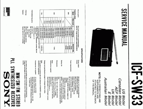 ICF-SW33; Sony Corporation; (ID = 945409) Radio