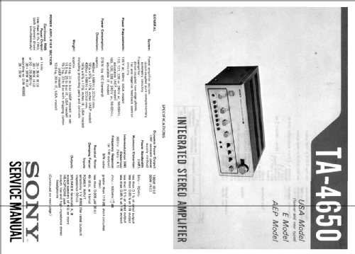 Integrated Stereo Amplifier TA-4650; Sony Corporation; (ID = 1610348) Ampl/Mixer