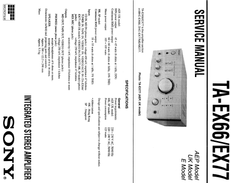 Integrated Stereo Amplifier TA-EX66; Sony Corporation; (ID = 1847358) Ampl/Mixer