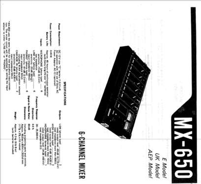 6 Channel Stereo Microphone Mixer MX-650; Sony Corporation; (ID = 2076692) Ampl/Mixer