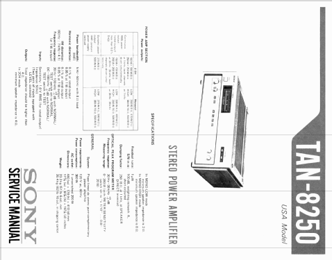 Stereo Amplifier TAN-8250; Sony Corporation; (ID = 2062893) Ampl/Mixer