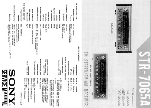 FM Stereo / FM-AM Receiver STR-7065A; Sony Corporation; (ID = 1825888) Radio