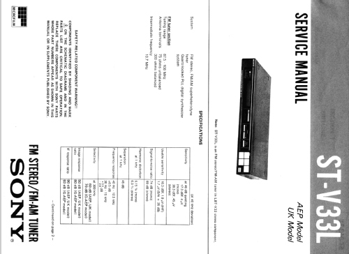 Stereo Tuner ST-V33L; Sony Corporation; (ID = 1189581) Radio