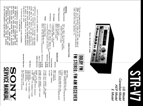 FM Stereo/FM-AM Receiver STR-V7; Sony Corporation; (ID = 1299834) Radio