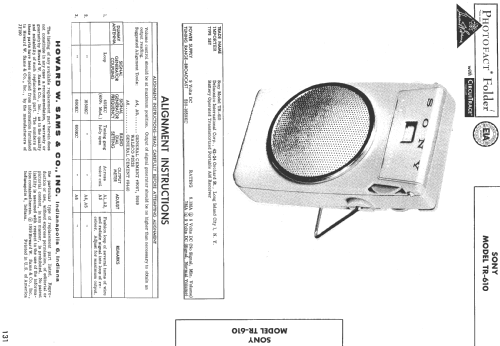 Six Transistor TR-610; Sony Corporation; (ID = 519524) Radio