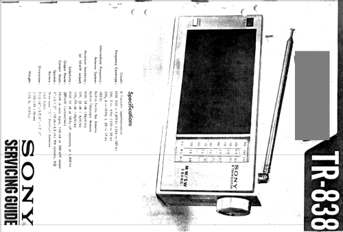 8 Transistor MW/SW 3 Band TR-838; Sony Corporation; (ID = 1025914) Radio