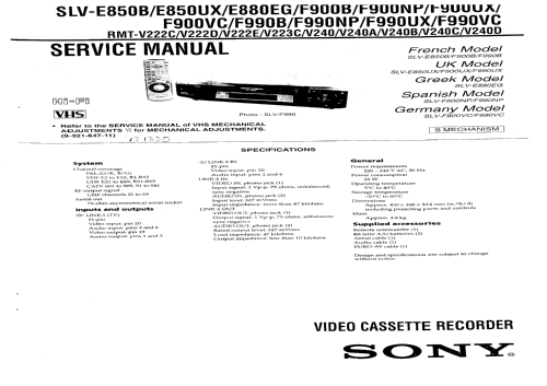 Video Cassette Recorder SLV-F900; Sony Corporation; (ID = 1383707) R-Player