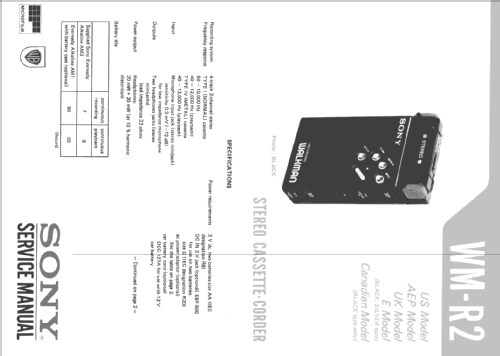 Walkman Stereo Cassette - Corder WM-R2; Sony Corporation; (ID = 470513) Ton-Bild