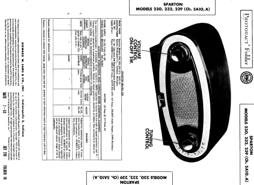 Sparton 232 Ch= 5A10-A; Sparks-Withington Co (ID = 540049) Radio