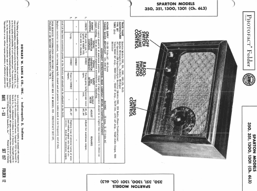 Sparton 351 Ch= 6L3; Sparks-Withington Co (ID = 982724) Radio