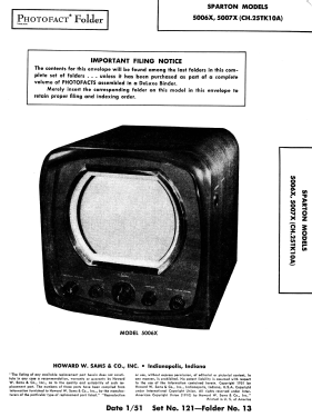 Sparton 5007X Ch. 25TK10A; Sparks-Withington Co (ID = 2837751) Televisore