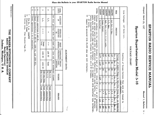 Sparton 5-AW-16 Ch= 5-16; Sparks-Withington Co (ID = 2056059) Radio